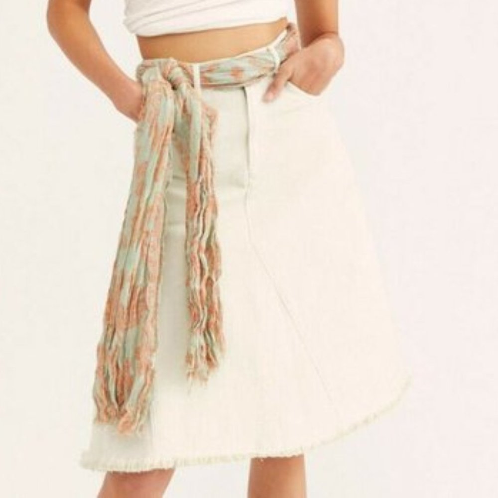 FREE PEOPLE FP One Peyton Deni Midi Skirt
